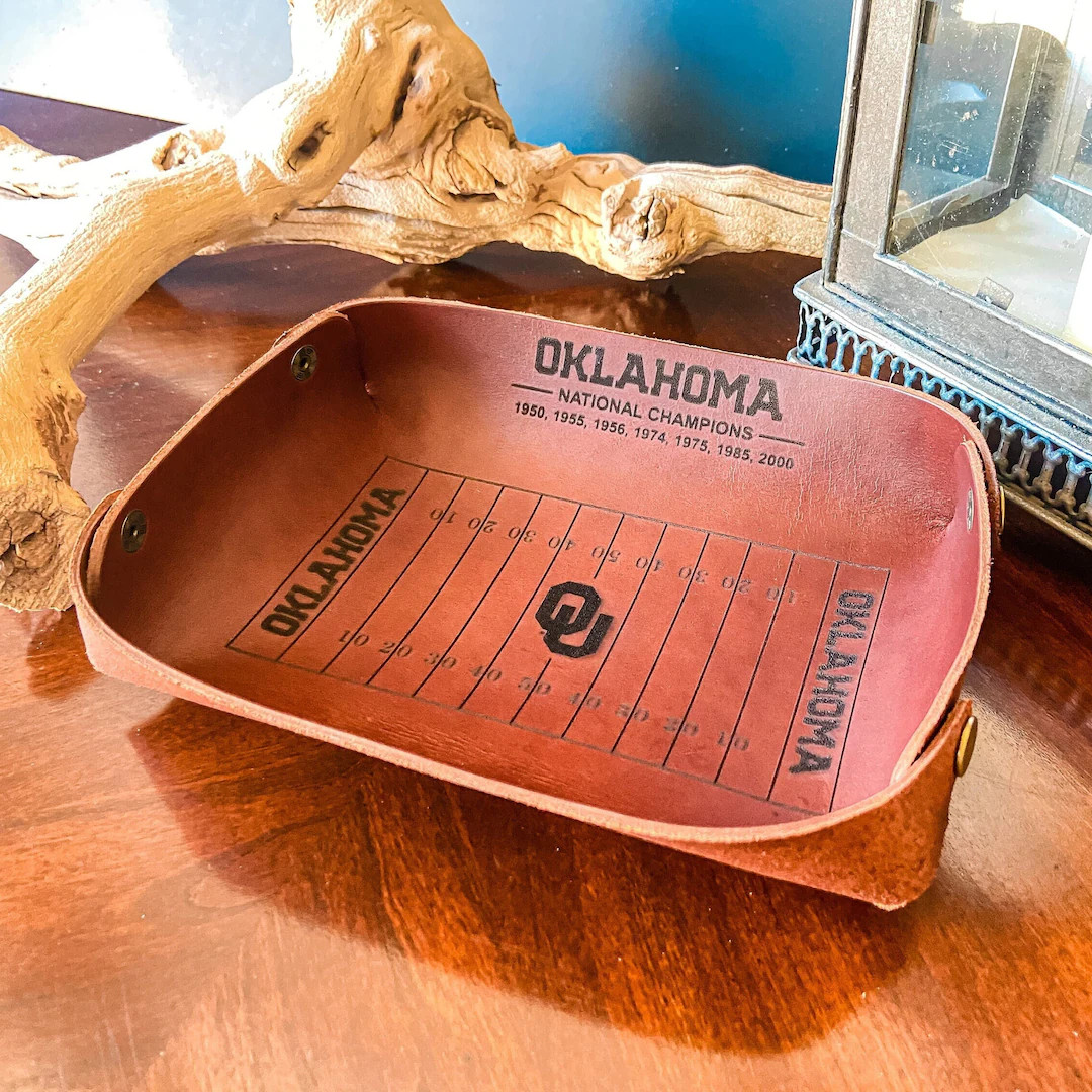 Oklahoma Sooners Leather Catch All Valet Tray University of - Etsy | Etsy (US)