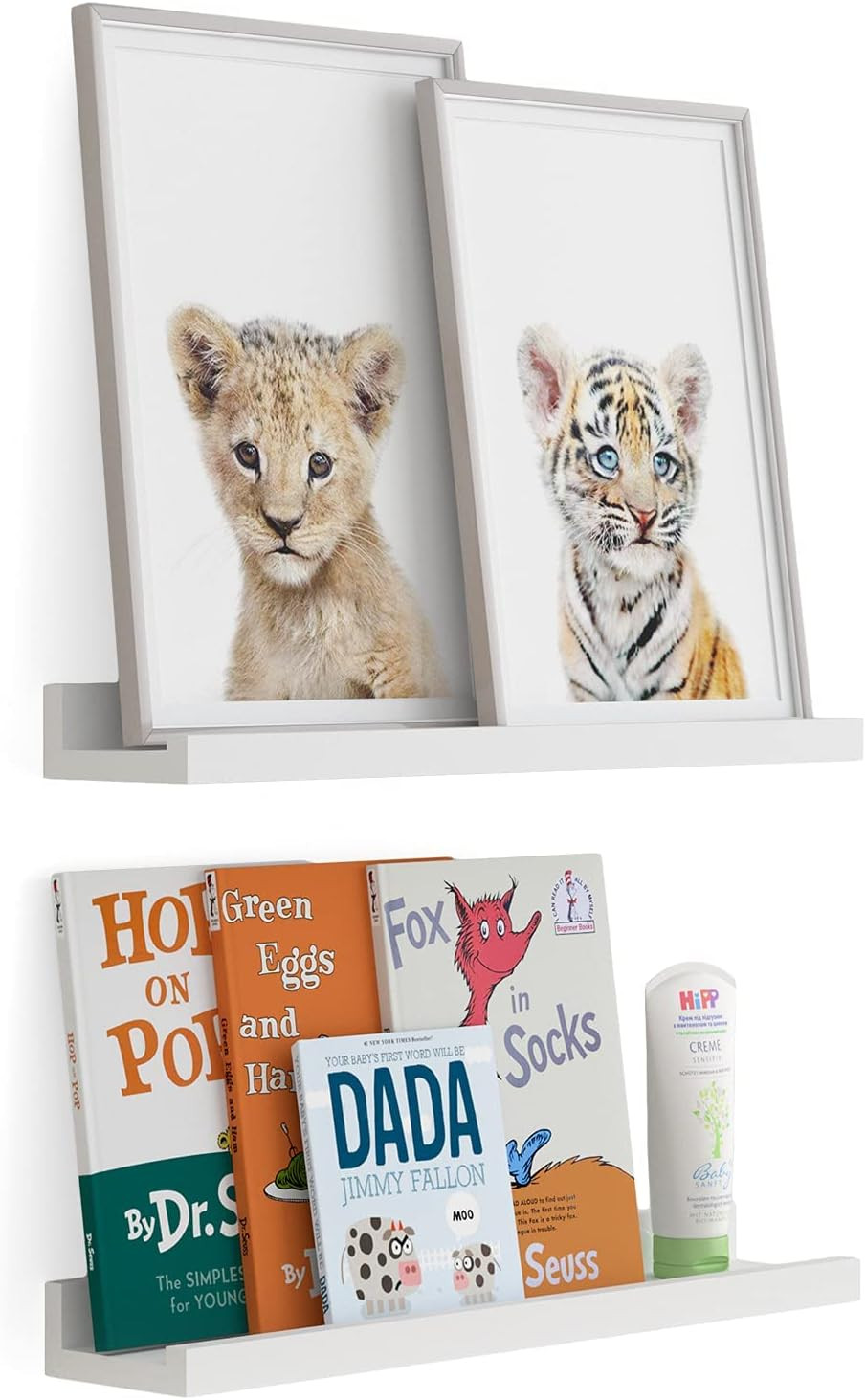 Wallniture Denver 17" White Floating Bookshelf and Picture Ledge for Kids Room Decor and Nursery ... | Amazon (US)