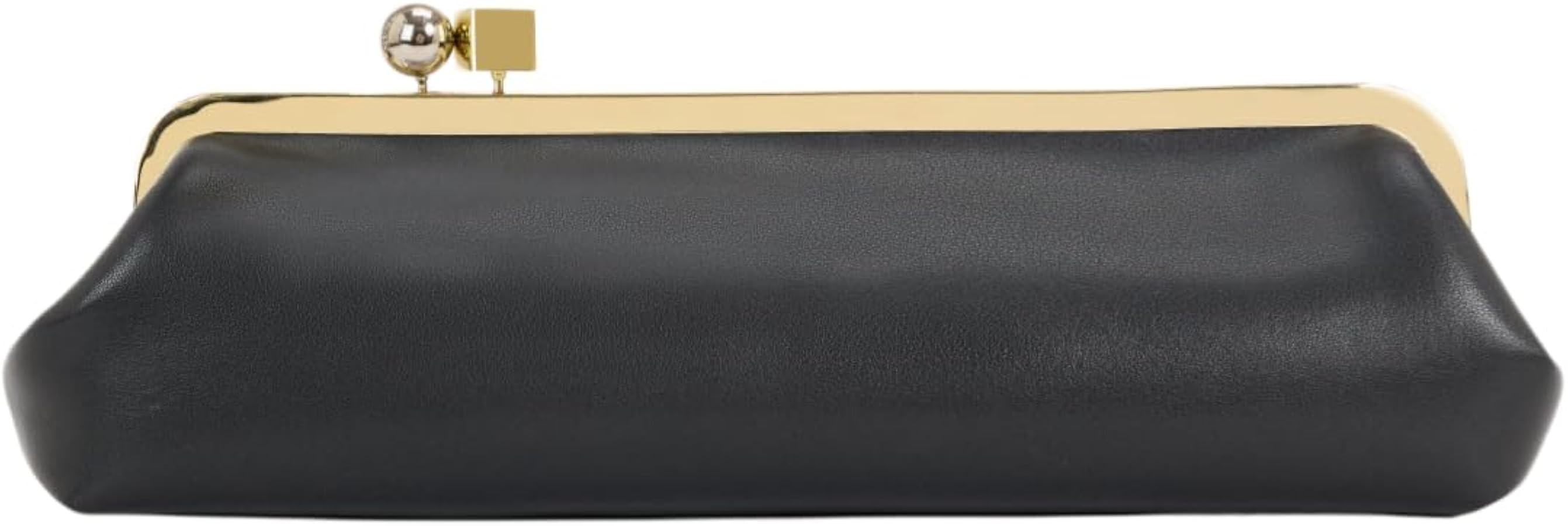 kisslock Clutch Purse, Microfiber Leather Evening Bag with Gold Frame Clasp, Women's Formal Party... | Amazon (US)