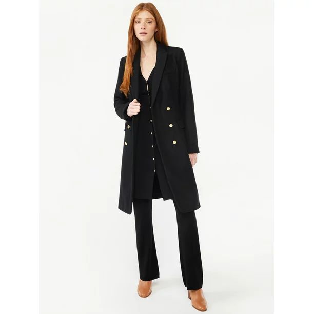 Free Assembly Women's Double Breasted Coat, Midweight - Walmart.com | Walmart (US)