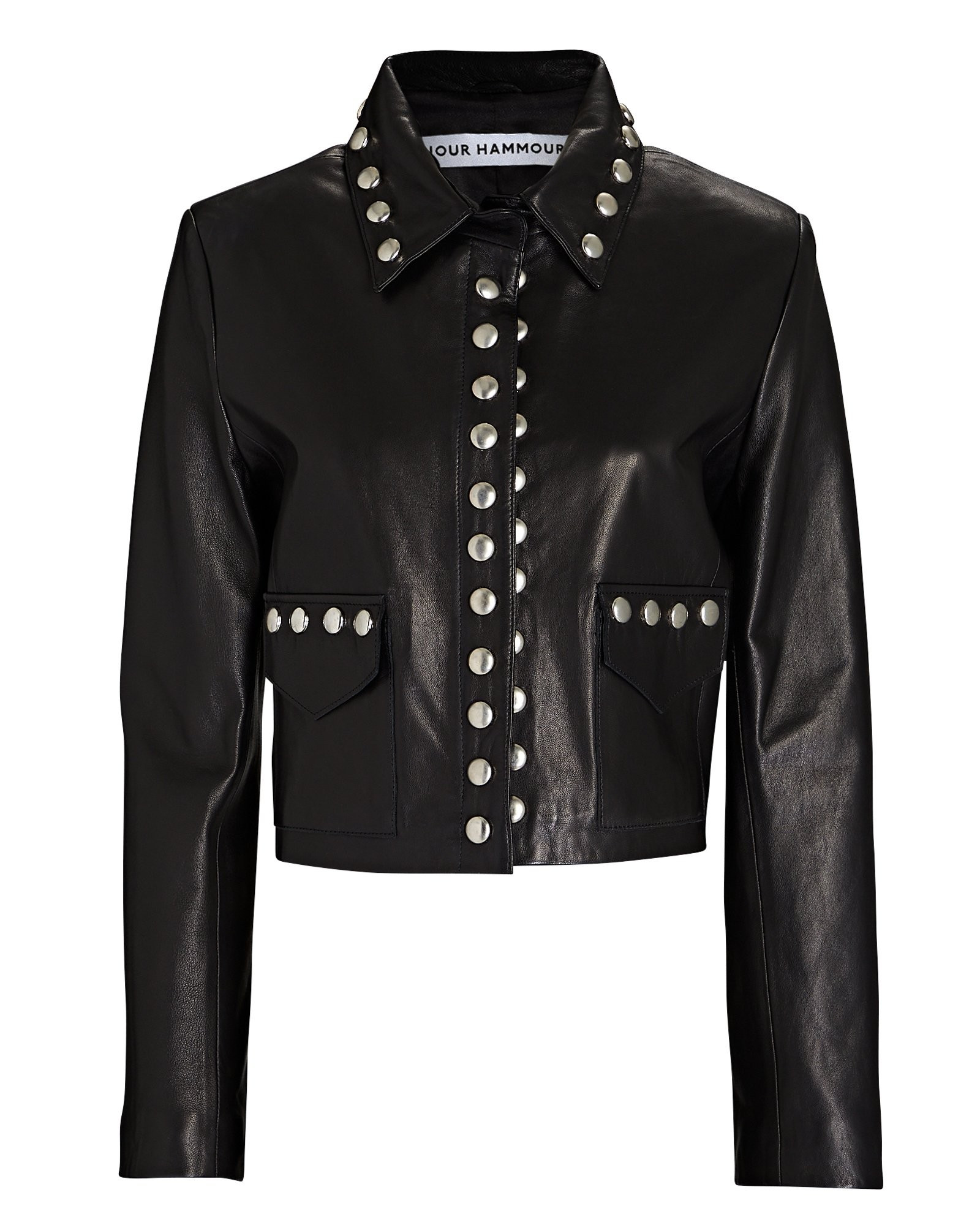 Bowery Studded Leather Cropped Jacket | INTERMIX