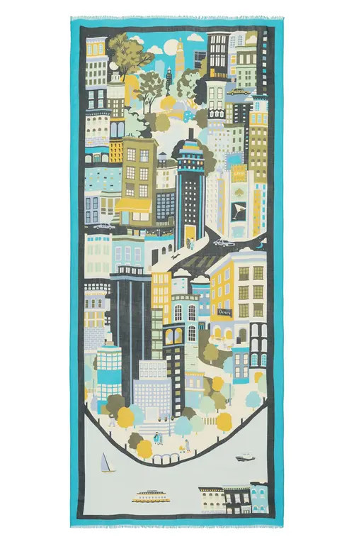 Kate Spade New York nyc map oblong scarf in Blue Multi at Nordstrom | Nordstrom