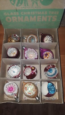 Vintage Mercury Glass Christmas Tree Ornaments Mixed Lot 12 Shiny Brite  w/Box  | eBay | eBay US