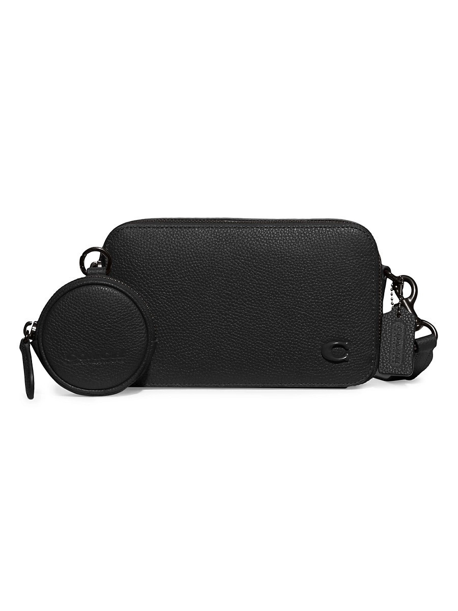 Men's 2-Piece Pebbled Leather Wallet & Pouch Set - Black | Saks Fifth Avenue