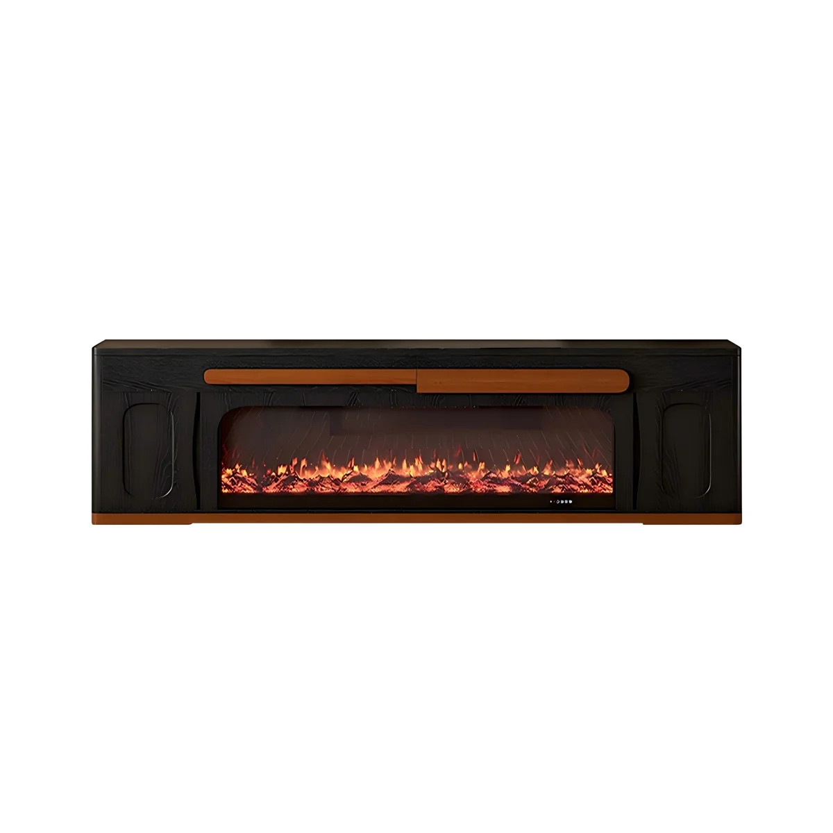 70.87"Mid-Century Freestanding TV Console with 2 Drawers & Decorative Built-In Electric Fireplace | Wayfair North America