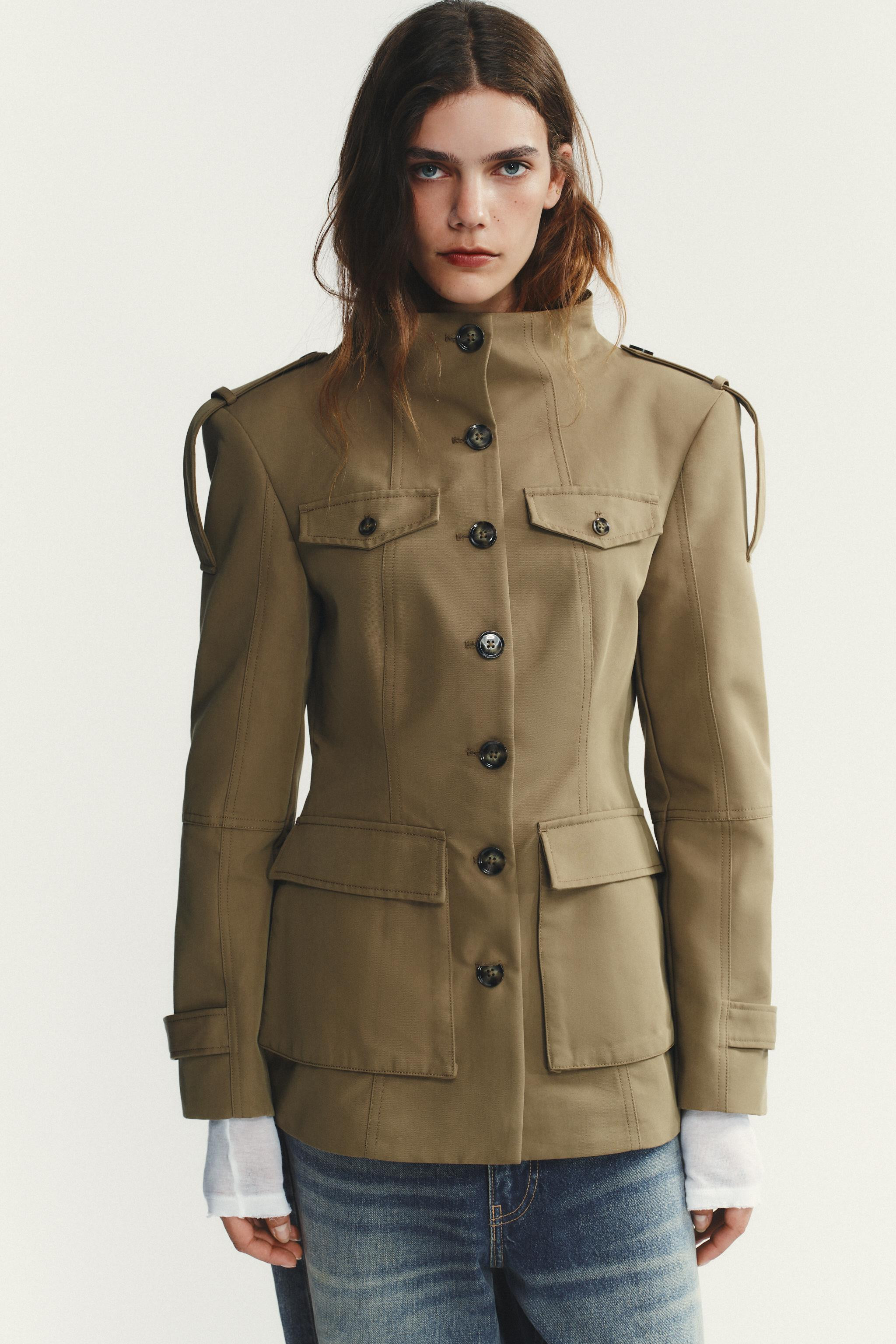 JACKET WITH SHOULDER TABS AND POCKETS | Zara UK