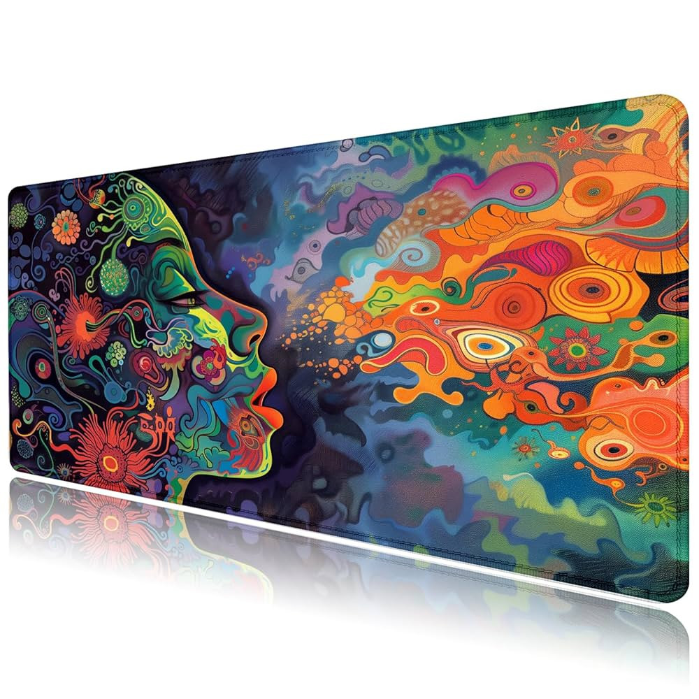 Facial Painting Art Mouse Pad Desk Mat Large Gaming Mouse Pads Desk Pad Laptop Mouse Pad with Sti... | Amazon (US)