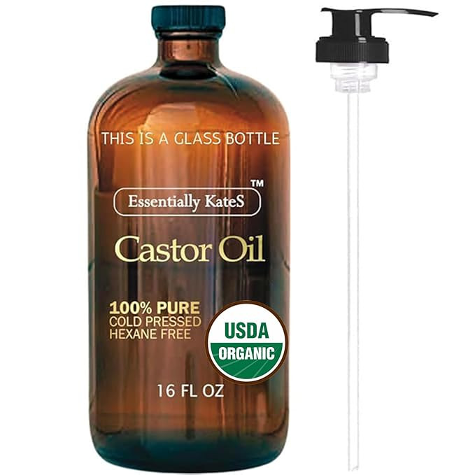 Essentially KateS Castor Oil 16 Fl Oz (Glass Bottle) - 100% Cold Pressed - USDA Organic Certified... | Amazon (US)