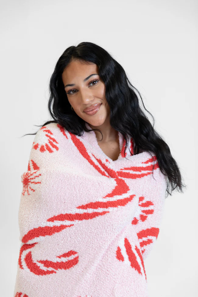 Make Me Believe Candy Canes Blanket DOORBUSTER | Pink Lily