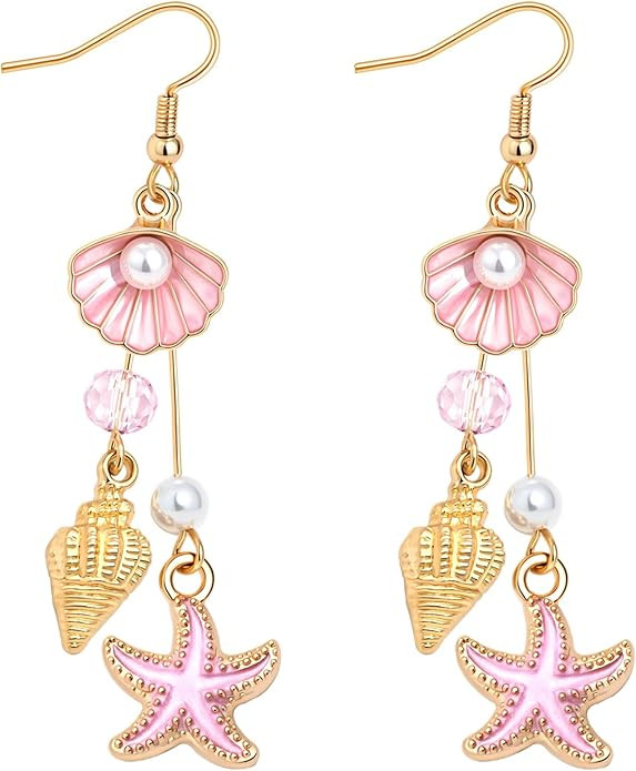 Nanafast Seashell Starfish Earrings for Women Boho Conch Shell Drop Earrings Ocean Beach Jewelry ... | Amazon (US)