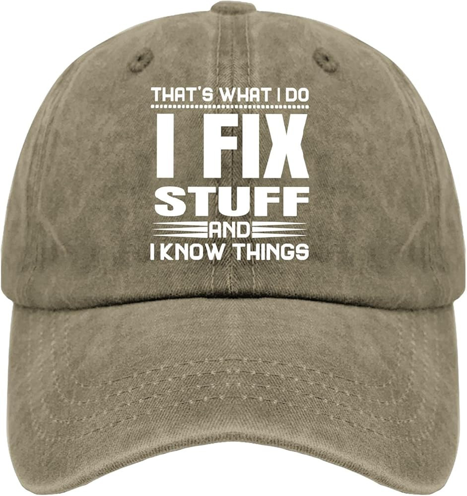 That's Whats I Do I Fix Stuff and I Know Things Baseball Caps for Men Washed Denim Adjustable Str... | Amazon (CA)