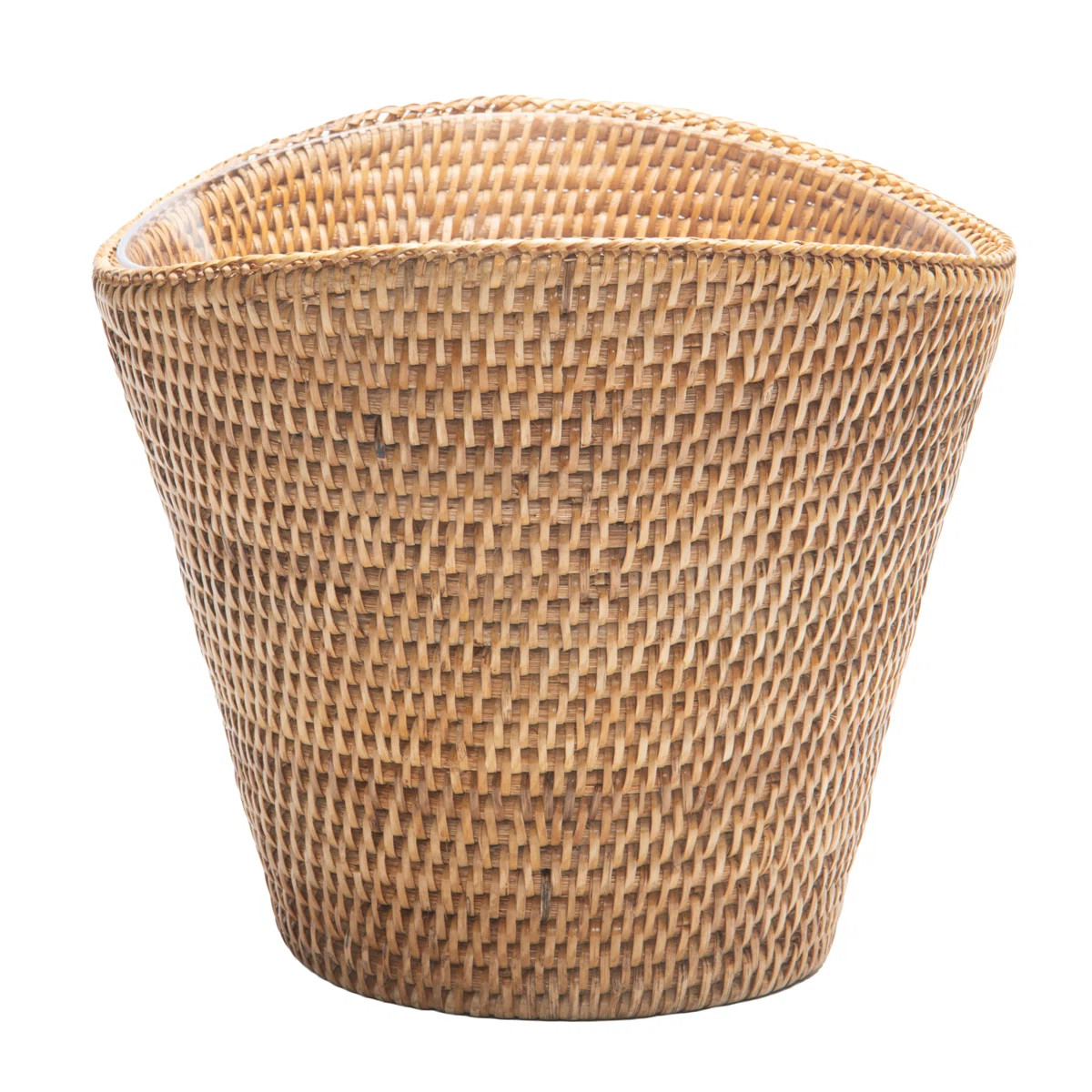 La Jolla Round Acrylic Wine & Beer Chiller in Rattan Basket, Honey-Brown | Wayfair North America