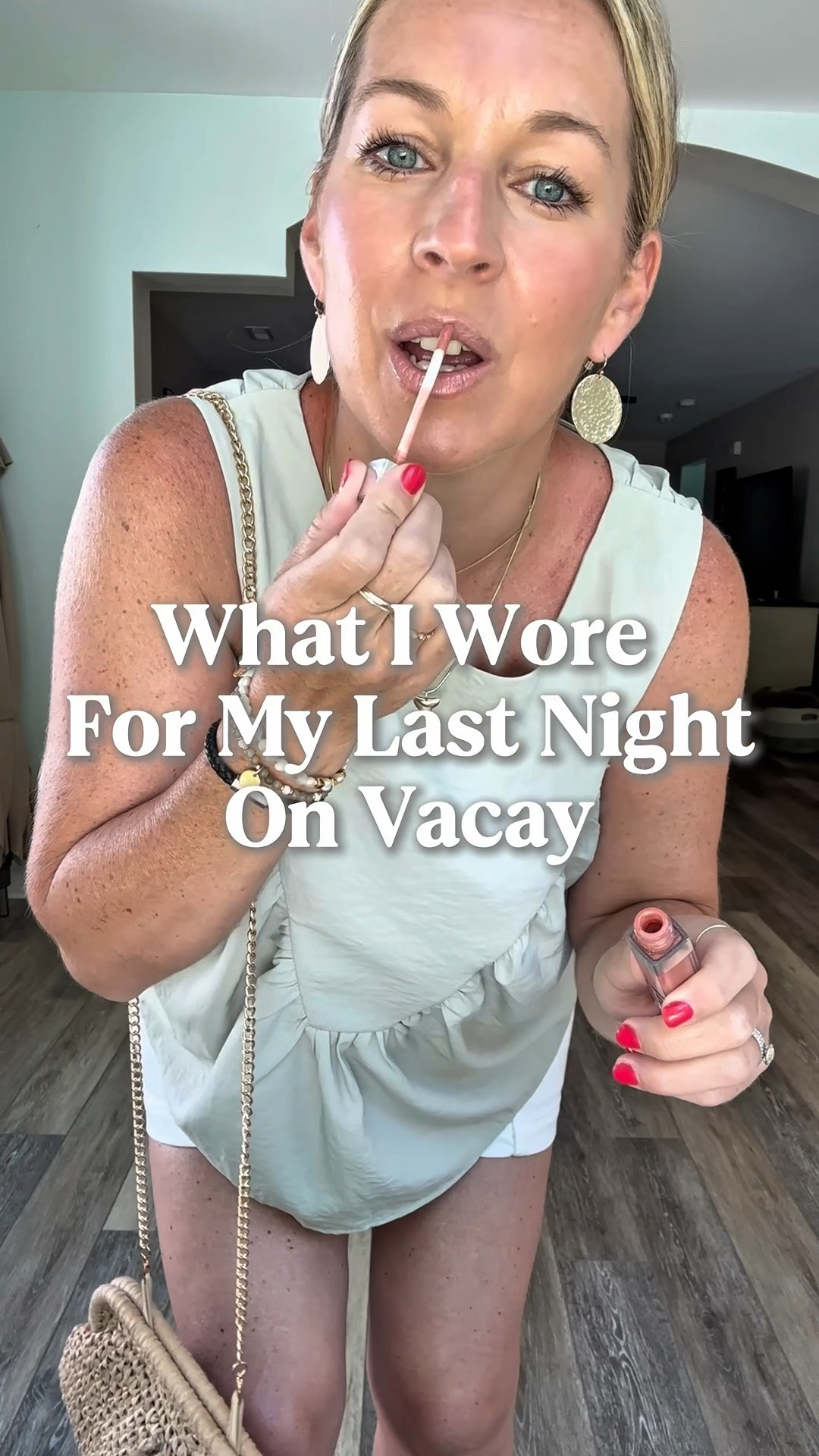 Love a green and gold combo and this Amazon top is SO good! Steams beautifully and you can prob wear a regular bra with it! But I am in a strapless bc I wasn’t sure. I’m in a medium. 29 shorts with stretch and not see thru. These earrings are feather light; I don’t even feel them! The hammer detail is so pretty!!! 

#LTKTravel #LTKStyleTip #LTKMidsize