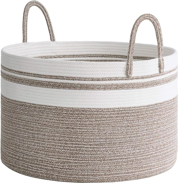CHICVITA Large Woven Rope Laundry Basket, Baby Storage Basket for Blankets, Clothes, Toys, Towels... | Amazon (US)