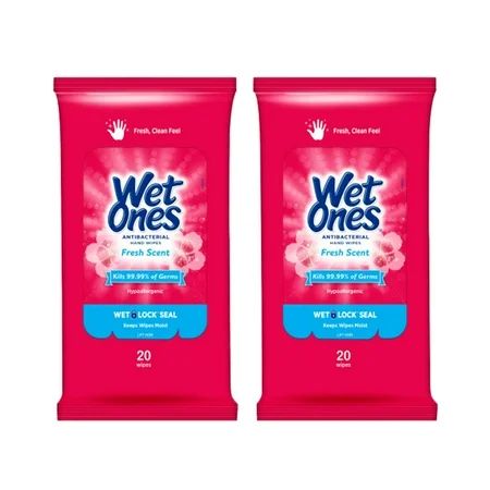 Wet Ones Antibacterial Hand Wipes Fresh Scent Travel Pack - 20 Count (Pack of 2) | Walmart (US)