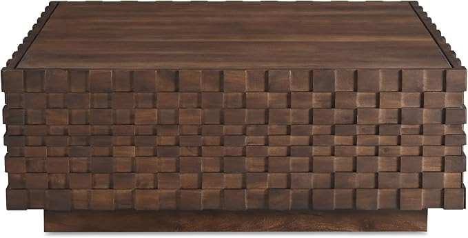 Keaton Coffee Table, Square Acacia Wood, Acacia Veneer, Brown Finish | Amazon (US)