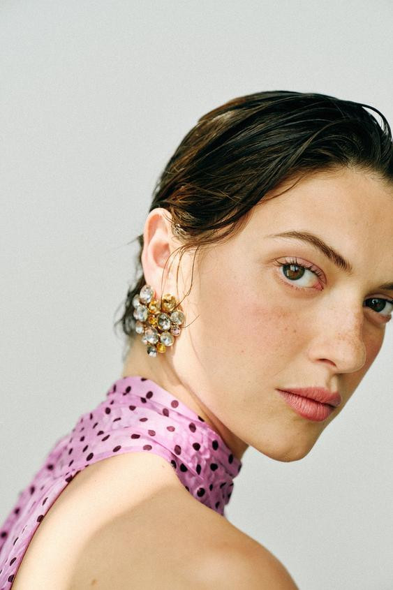 JEWELED HEART EARRINGS | Zara US