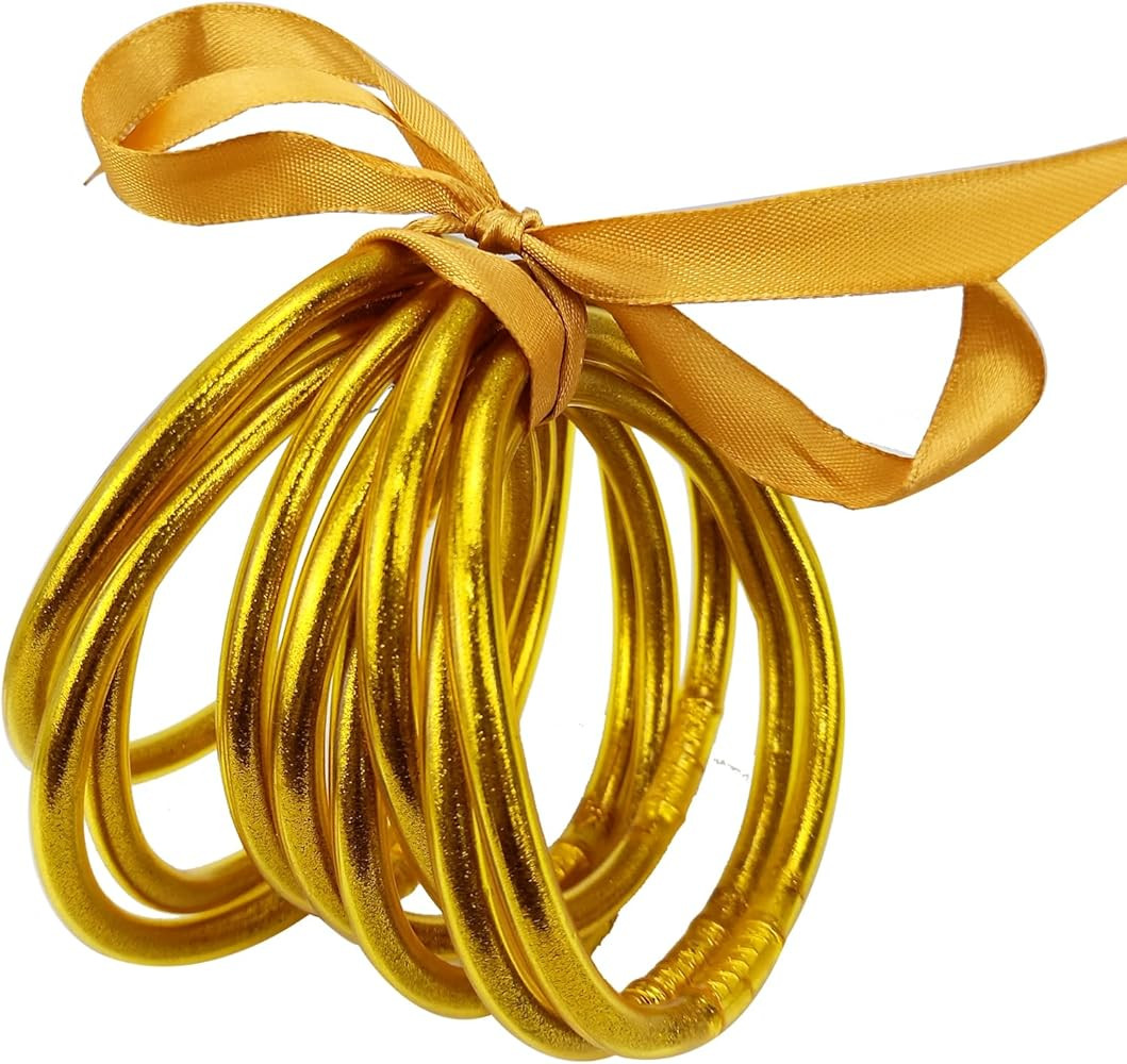 YBMYCM 9PCS Glitter Jelly Bangles Bracelets Set for Women Glitter Filled Jelly Silicone Bracelets... | Amazon (US)