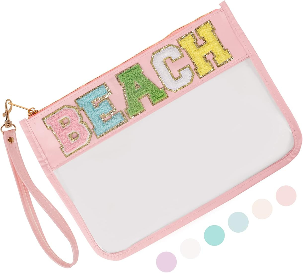 Iqimott Monogram Letter Clear Bag Purse, Chenille Glitter Letter Makeup Cosmetic Bag Patch Zipper... | Amazon (US)