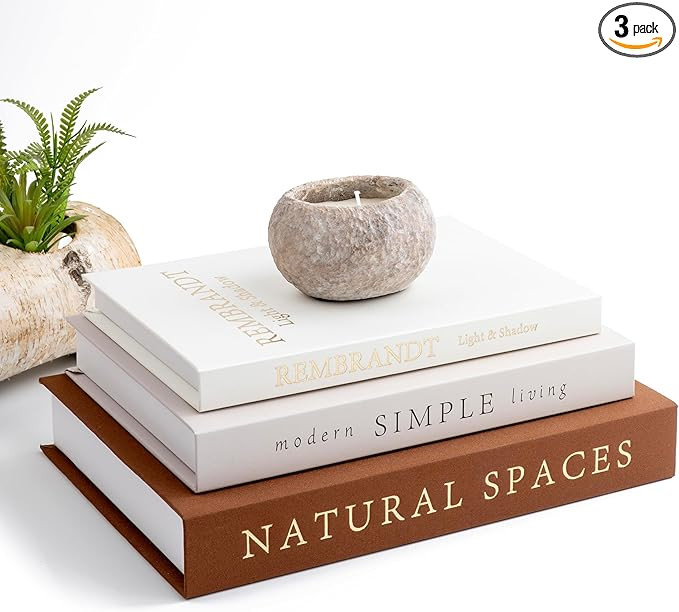 XL Decorative Books for Home Decor – Premium Linen Coffee Table Books with Hidden Storage, Faux... | Amazon (US)
