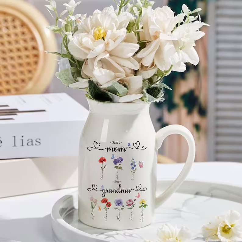 Custom Grandmas Garden Flower Vase, Personalized Birth Flower Flower Vase, Mother's Day Gift ,gif... | Etsy (US)