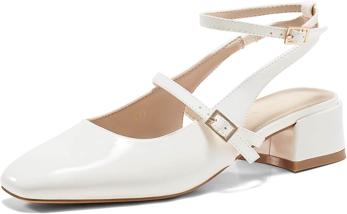 Coutgo Womens Mary Jane Chunky Low Heels Closed Square Toe Ankle Strap Pumps Wedding Party Dress ... | Amazon (US)