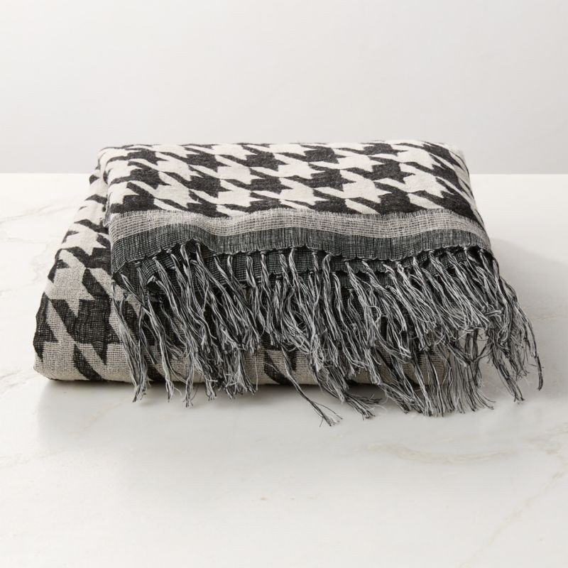 Drew Handwoven Black and White Silk and Linen Throw Blanket 50"x70" + Reviews | CB2 | CB2
