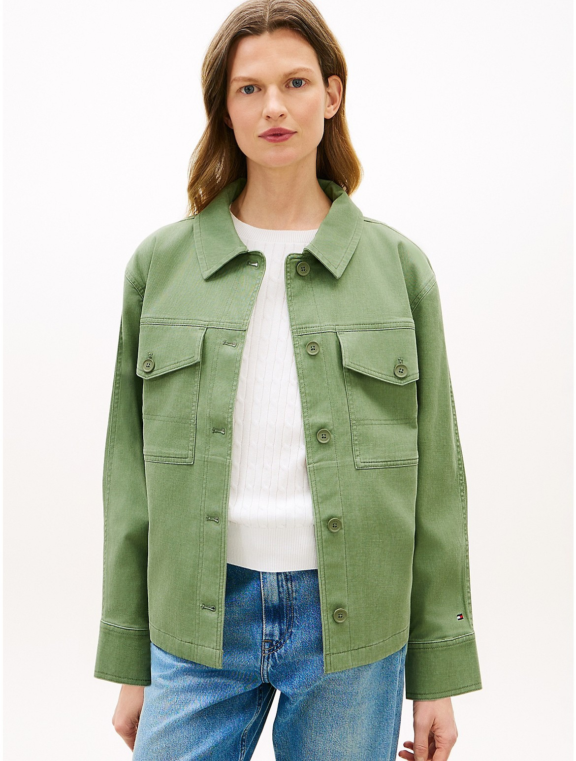 Tommy Hilfiger Women's Oversized Twill Utility Shirt Jacket - Green - S | Tommy Hilfiger (US)