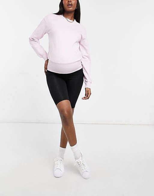 Pieces Maternity sweatshirt with deep waistband in lilac | ASOS (Global)
