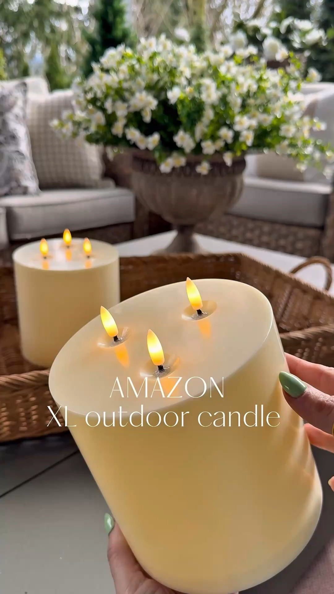 Perfect addition to any outdoor space! An extra large weatherproof candle! 
Patio season is here ✨