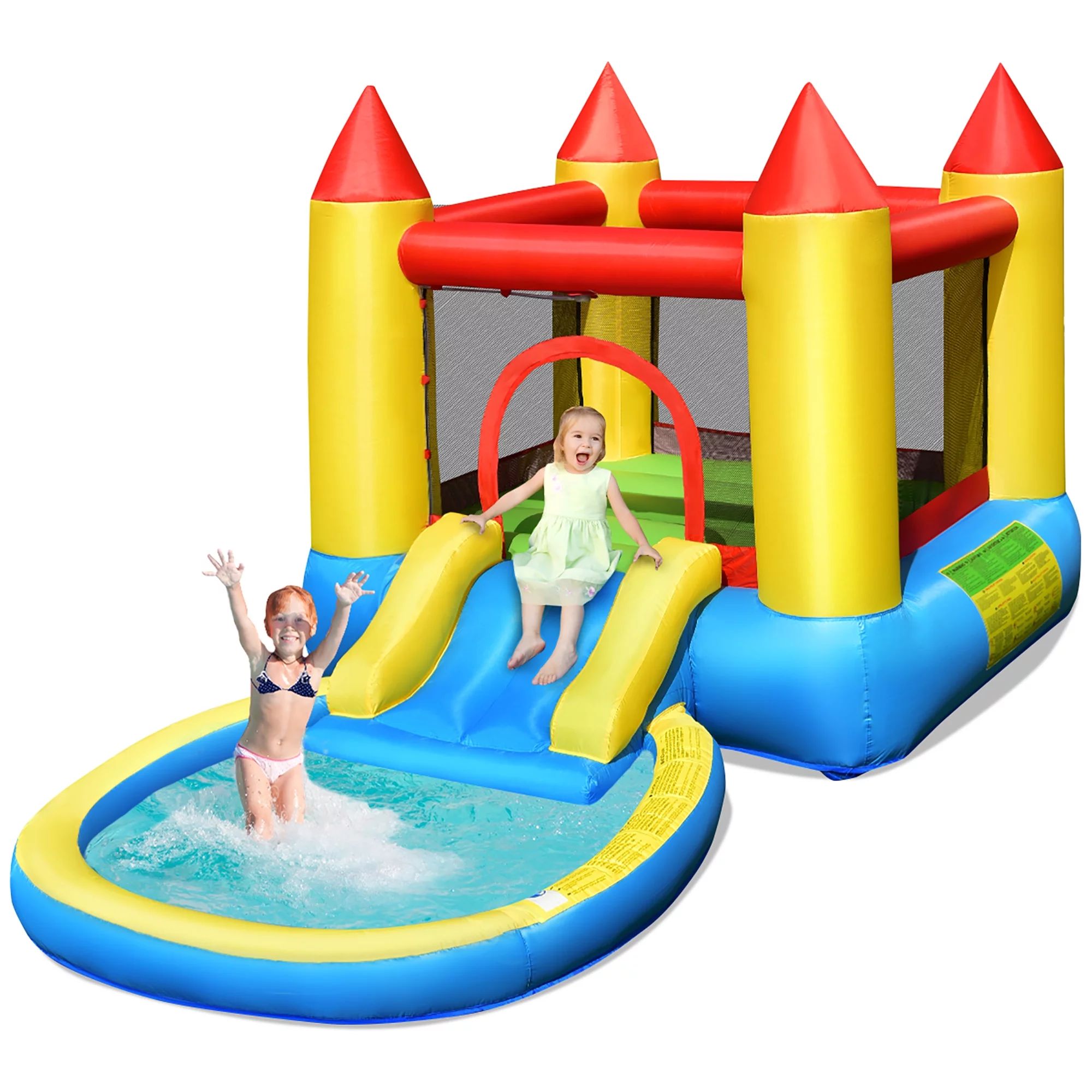 Costway Inflatable Bounce House Kids Slide Jumping Castle Bouncer w/ balls Pool & Bag | Walmart (US)