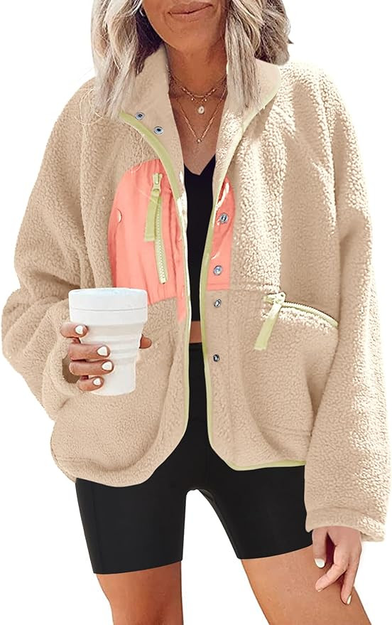 Nirovien Womens Fuzzy Fleece Jacket Button Down Sherpa Coats Casual Winter Warm Outwear with Pock... | Amazon (US)
