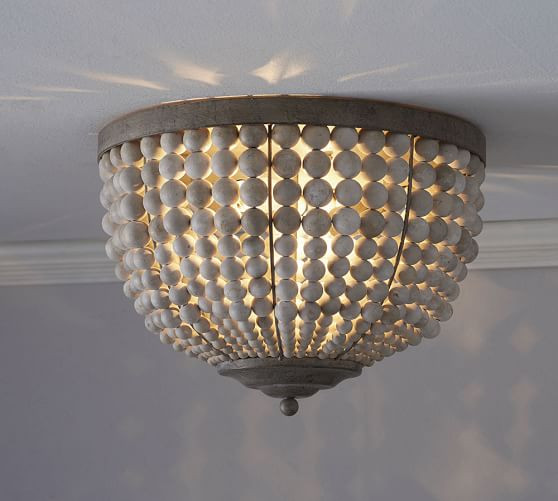Leila Wood Bead Flush Mount | Pottery Barn (US)