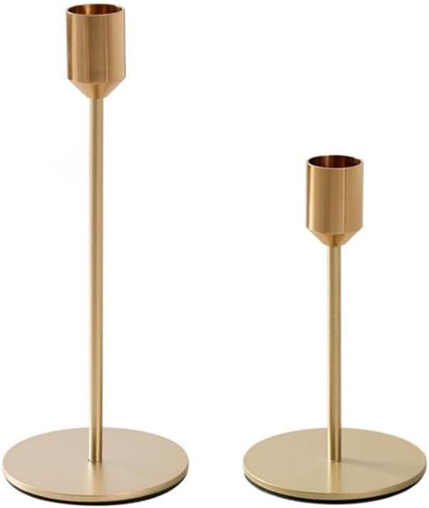 New Modern Metal Gold Candlestick Holders Wedding Decoration Skinny Tapered Candlestick Holder Ho... | Amazon (US)