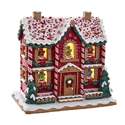 9.5-Inch Battery-Operated Gingerbread LED House with Music Box | Amazon (US)