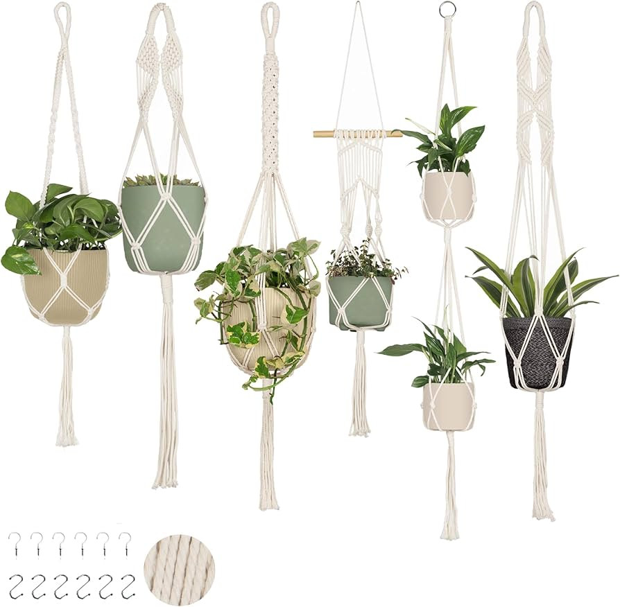 Nook Theory 6-Pack Macrame Plant Hangers with 12 Hooks - Hanging Planters for Indoor Plants, Boho... | Amazon (US)