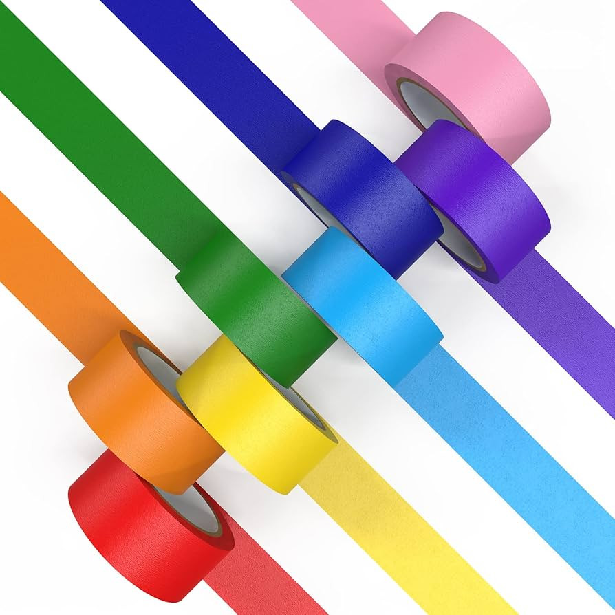 Colored Masking Tape, Color Painters Tape for Kids, 8 Rolls 1 inch Wide x 14 Yards Each, Colorful... | Amazon (US)
