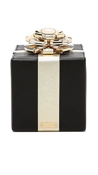 Kate Spade New York Gift Box Clutch - Black/Gold | Shopbop
