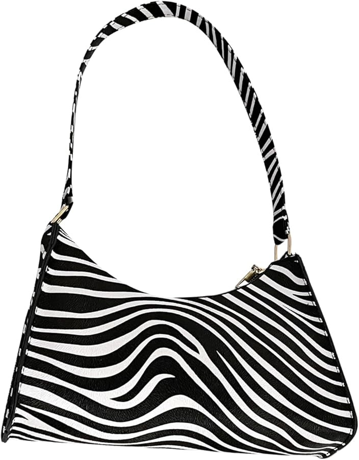 Floerns Women's Y2k Shoulder Bag Zebra Striped Clutch Purse Leather Handbag with Zipper | Amazon (US)