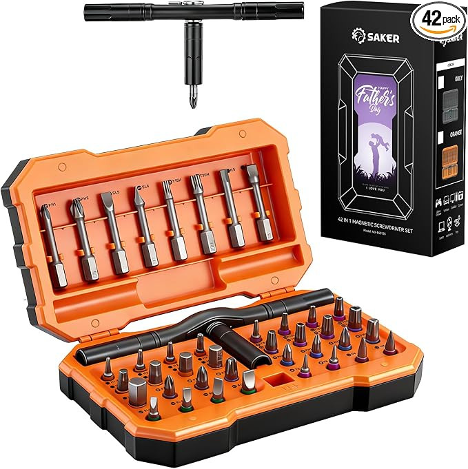 Saker 42-in-1 Magnetic Screwdriver Set for Father’s Day Gift, Screwdriver Set with T Handle & S... | Amazon (US)