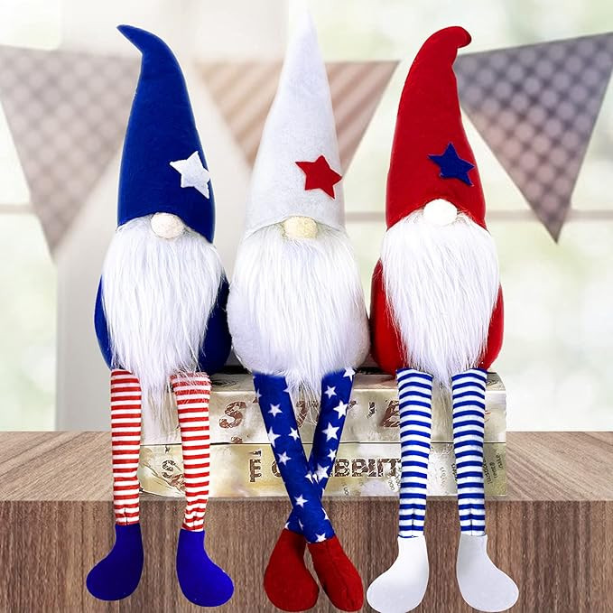 3Pcs 4th of July Patriotic Gnomes Plush Decorations Stars Stripes Handmade Gnomes Ornaments for P... | Amazon (US)