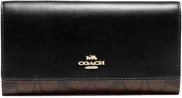 COACH TRIFOLD WALLET IN SIGNATURE CANVAS (COACH F88024) IM/BROWN/BLACK | Amazon (US)