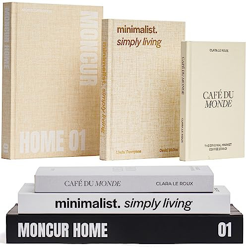 MONCUR HOME Fake Books for Decoration Set of 3 Coffee Table Books Neutral Home Decor Black & White Decor Books Coffee Table Decor Removable Covers Real Blank Pages Modern Home Decor Aesthetic | Amazon (US)