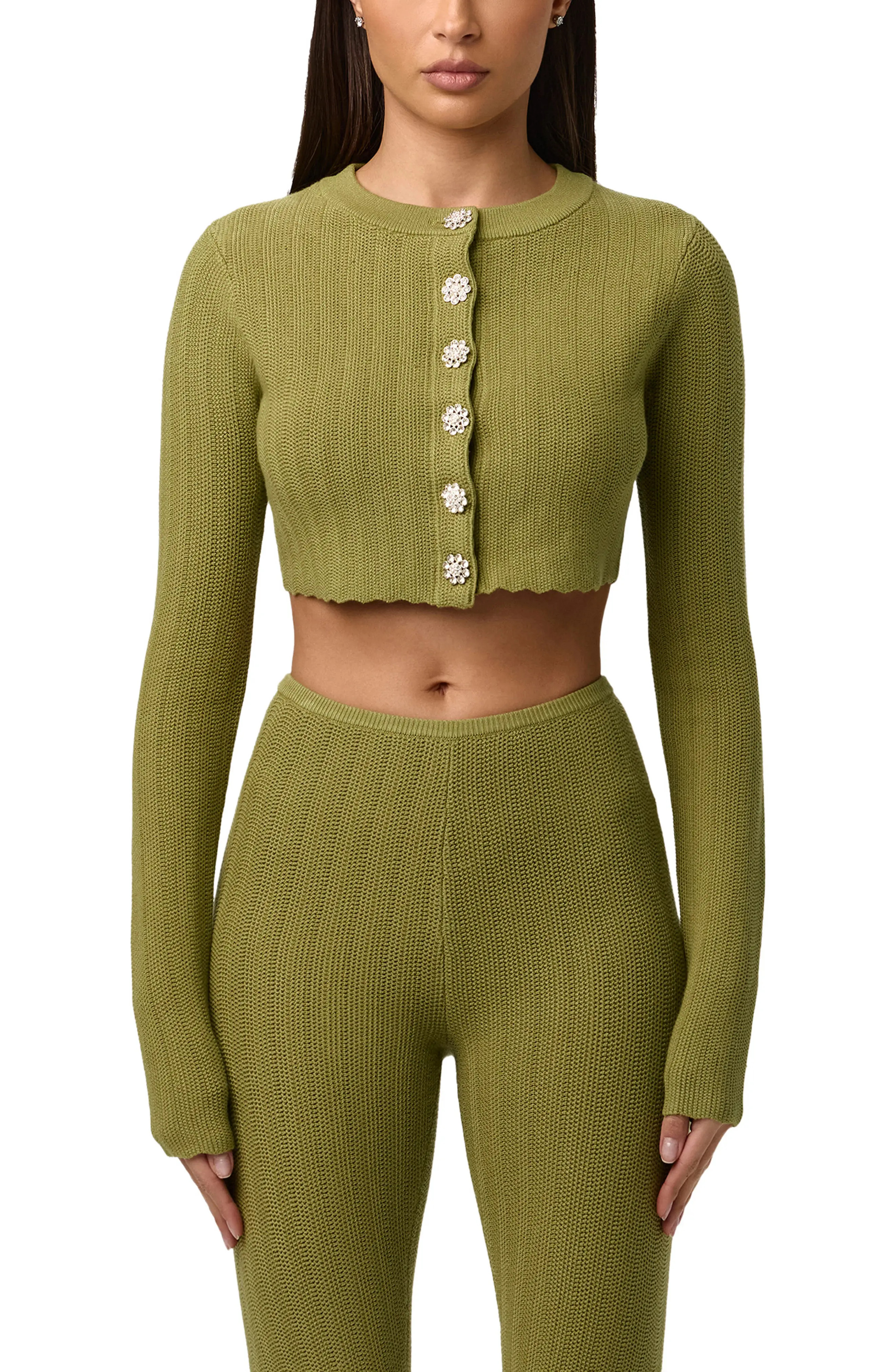 Flower Button Crop Cardigan (Women) | Nordstrom | Nordstrom