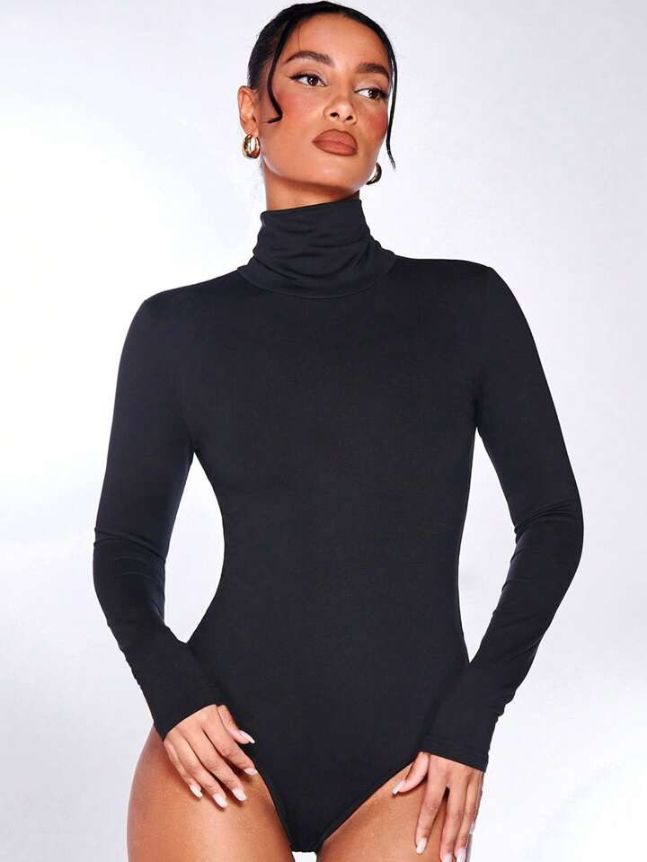 SHEIN BAE Mock Neck Long Sleeve Bodysuit | SHEIN