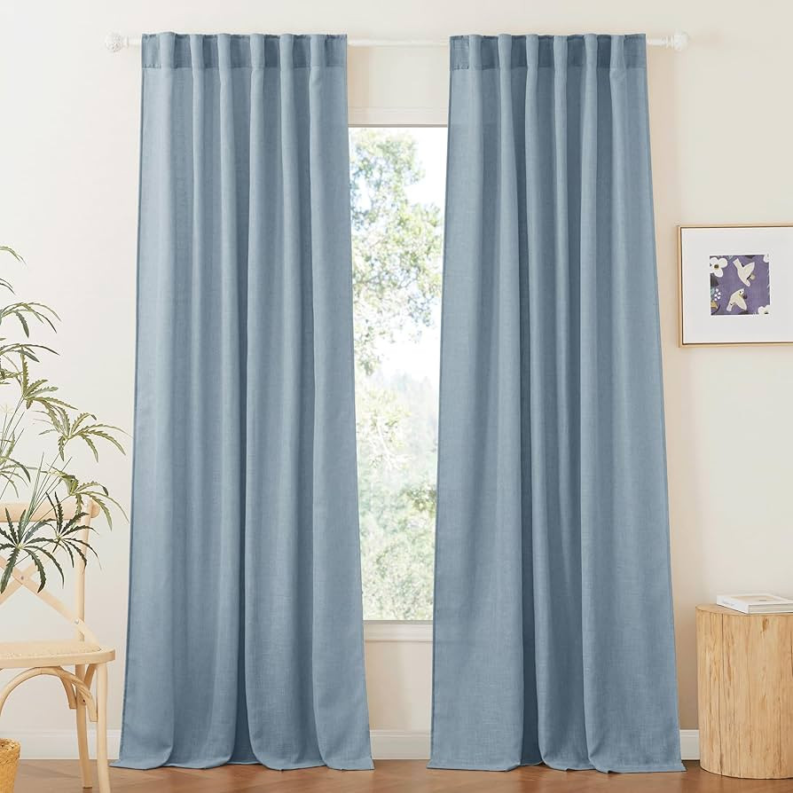 RYB HOME Privacy Sheer Curtains for Bedroom, Linen Blend Lightweight Breathable Burlap Curtains B... | Amazon (US)