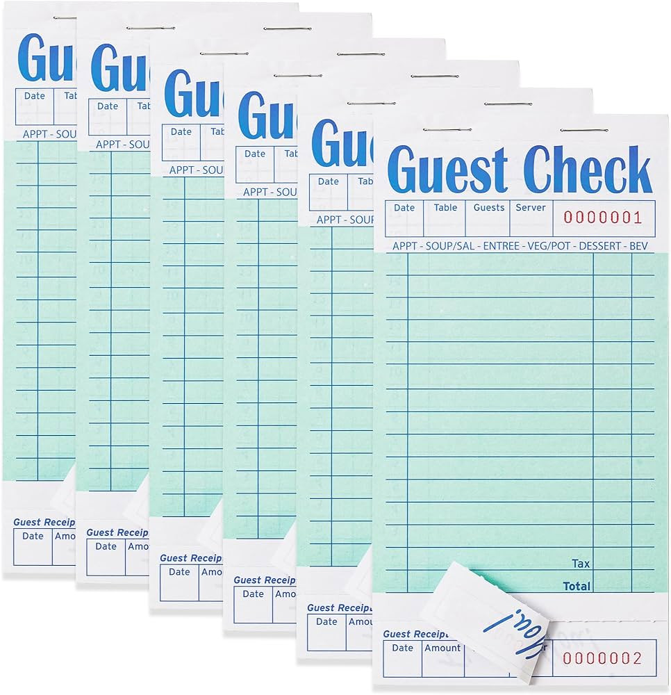 6 Pack Guest Checks Books for Servers Server Note Pads, Waiter Checkbook, Waitress Notepad for Re... | Amazon (US)