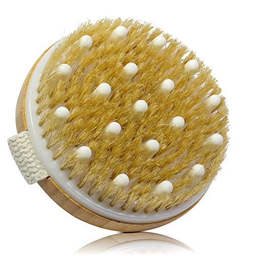 Bamboo Dry Body Brushes,Dry Body Scrubber for Dry Skin, Blood Circulation, Cellulite Treatment,Drying Brush Suitable for All Kinds of Skin with Soft and Stiff Bristles | Amazon (US)