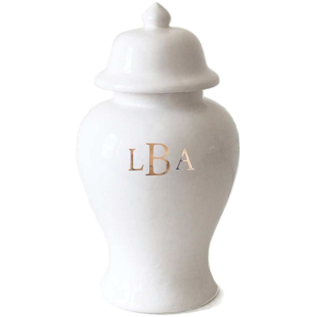 Classic Monogram Ginger Jars in White | Lo Home by Lauren Haskell Designs