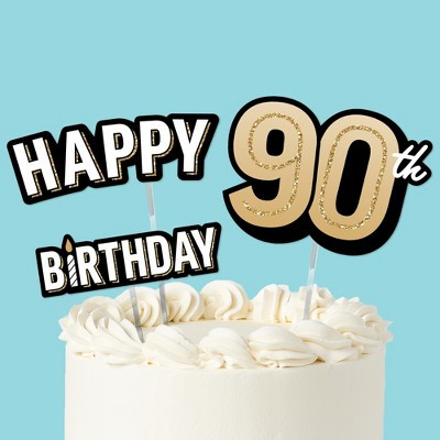 Big Dot of Happiness 90th Birthday Cake Topper Set, Black and Gold Happy 90th Birthday Party Decorations for Adult Milestone Celebrations | Target